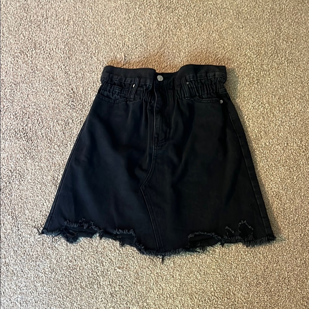 Mittoshop Black Ruched Skater Mini Skirt